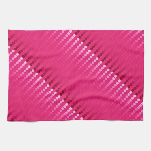 Satin dots - shades of fuchsia pink kitchen towel (Horizontal)