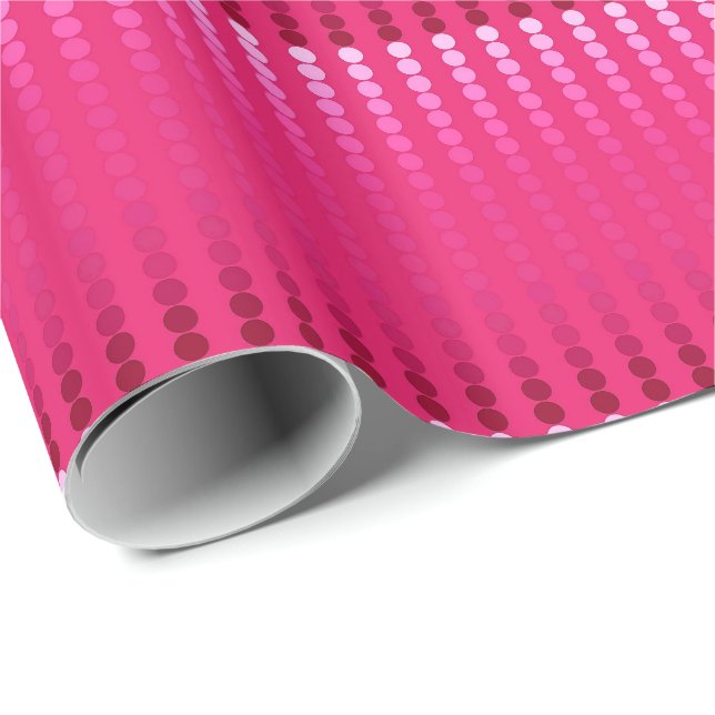 Satin dots - shades of fuchsia pink wrapping paper (Roll Corner)