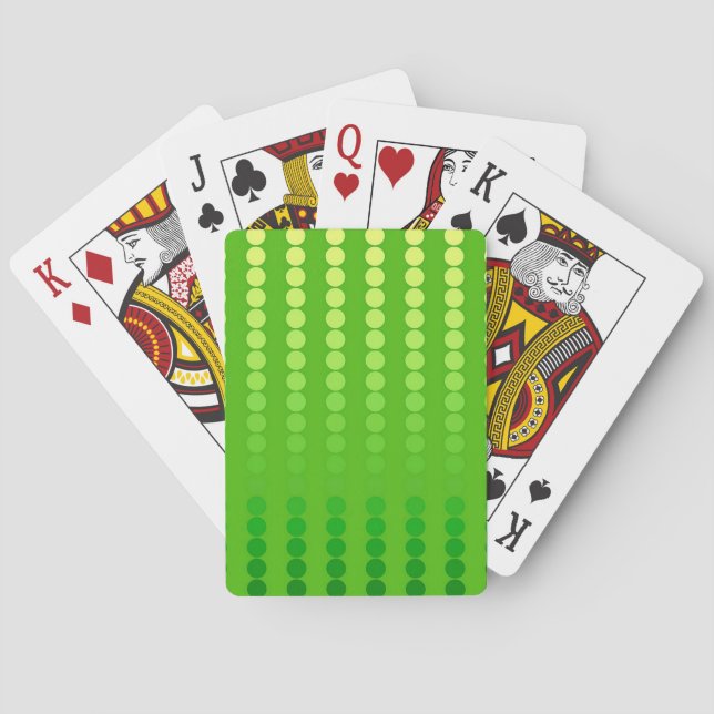 Satin dots - shades of lime green playing cards (Back)