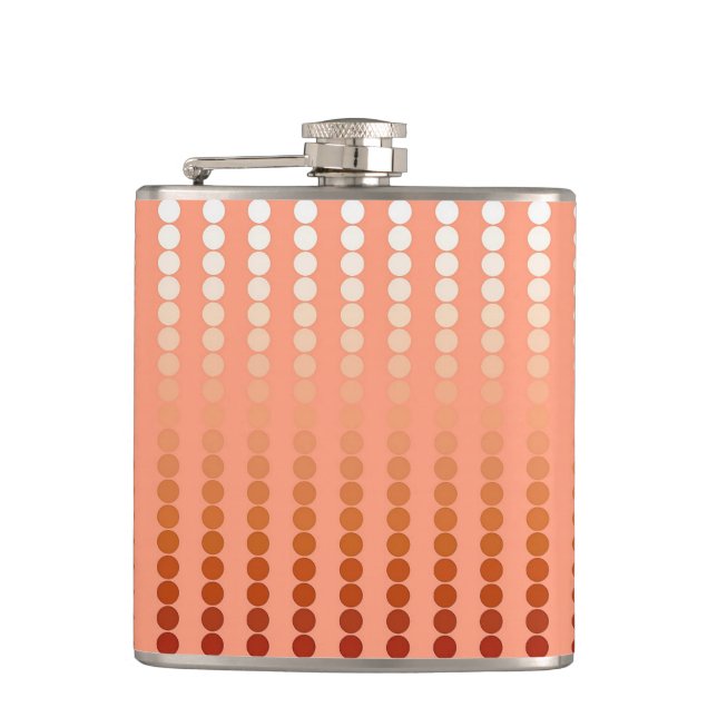 Satin dots - shades of peach hip flask (Front)