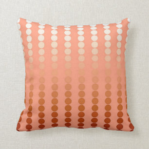 Satin dots - shades of peach throw pillow