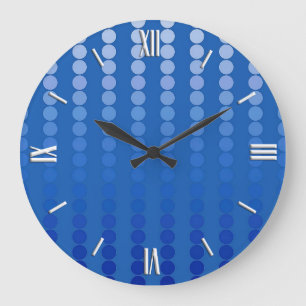 Satin dots - shades of steel blue large clock