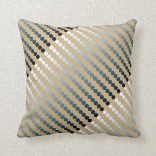 Satin dots - taupe and pewter grey throw pillow