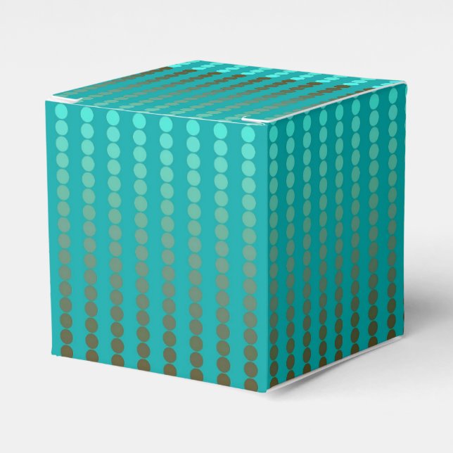 Satin dots - turquoise and pewter grey favor box (Front Side)
