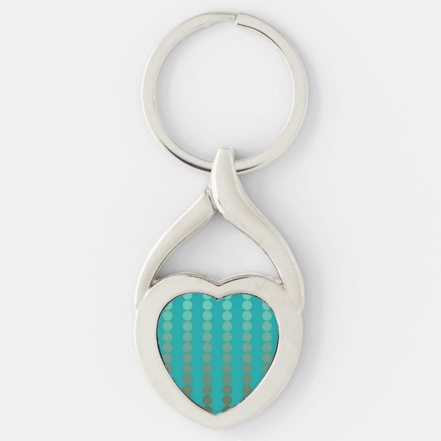 Satin dots - turquoise and pewter grey keychain (Front)
