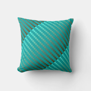 Satin dots - turquoise and pewter grey throw pillow