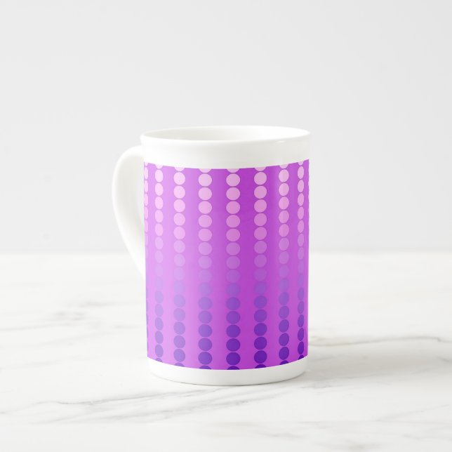 Satin dots - violet and orchid bone china mug (Front Left)