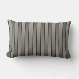 Satin Effect Stripes Pattern Black And Beige Lumbar Pillow