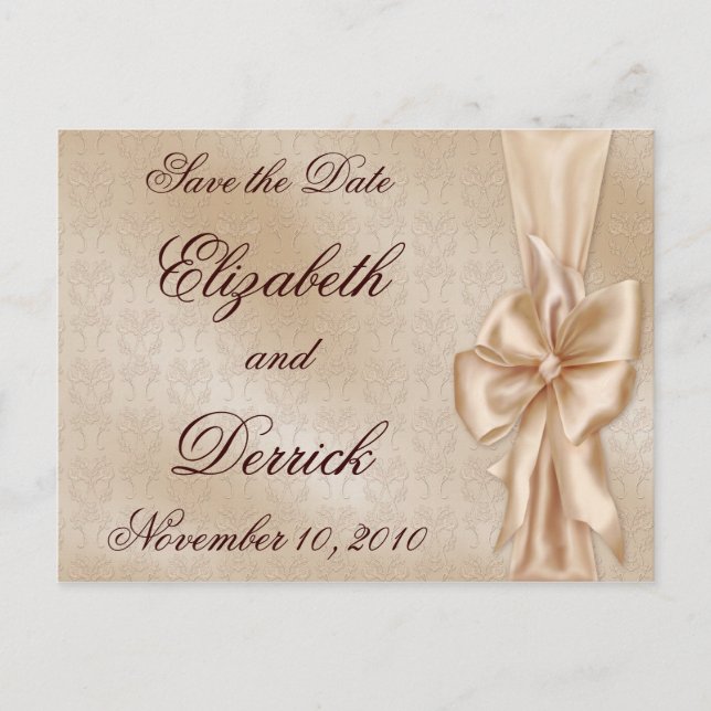 Satin Elegance Save the Date Announcement Postcard (Front)