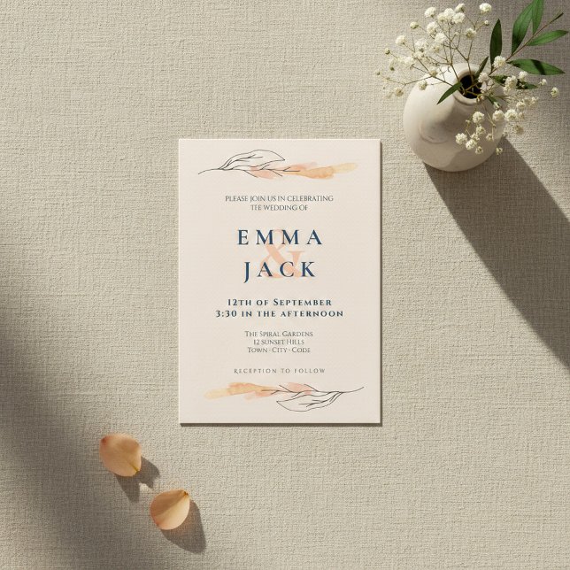 Satin Floral simple joli faire-part de mariage (Satin Floral simple pretty wedding invitation.)