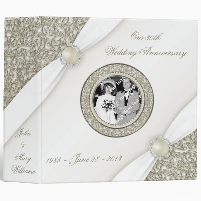 Satin Flourish 30th Anniversary 2" Binder (Front/Spine)