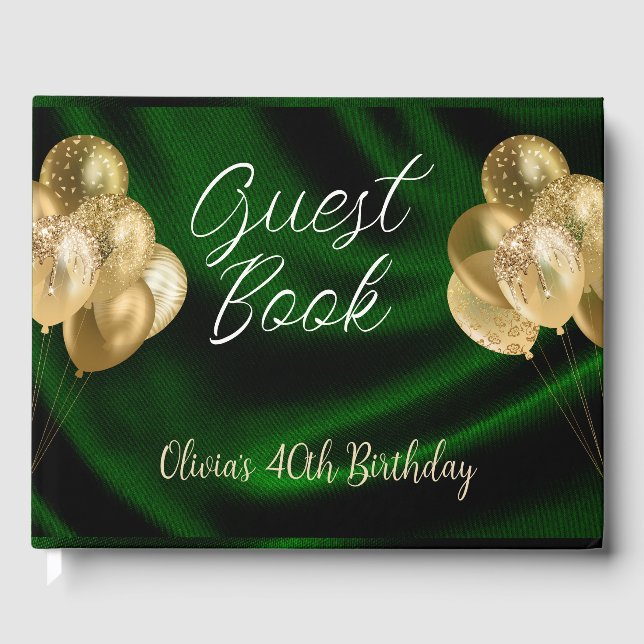 Satin Green Quinceanera Birthday Guest Book   (Front)