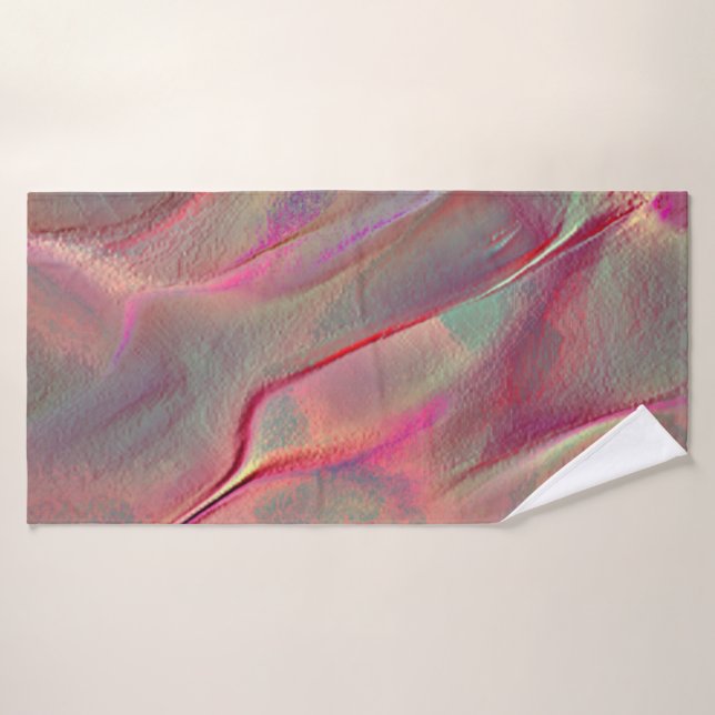 Satin gris numérique, pêche ou corail vivant (Serviette de bain)