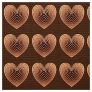 Satin Hearts in Chocolate Brown Fabric