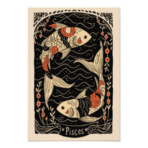 Satin Photo Paper Pisces Celestial Zodiac Print