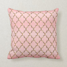 Satin Pink & Gold Quatrefoil Pattern