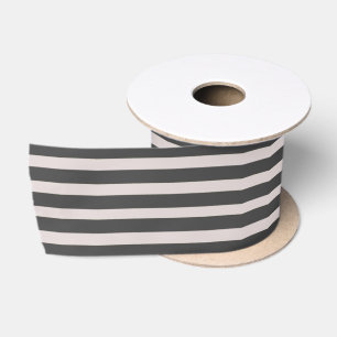 Satin Ribbon 3 inch Wide Chic Grey & White Stripes