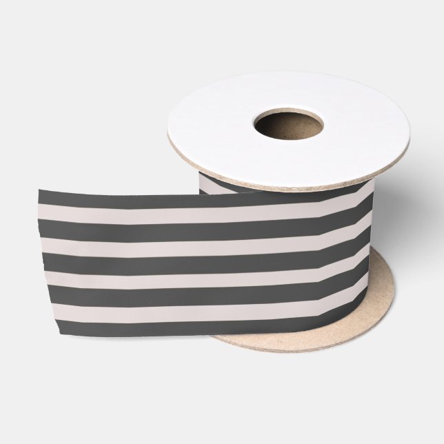 Satin Ribbon 3 inch Wide Chic Grey & White Stripes (Spool)