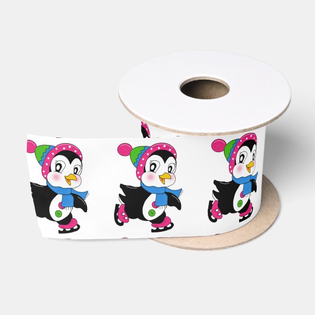 Satin Ribbon/Cute Penguins Ribbon (Spool)