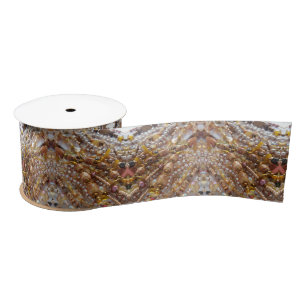 Satin Ribbon- Natural Earthtones Beads Print Satin Ribbon