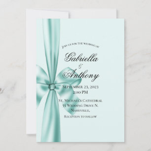 Satin Ribbon vert Faire-part de mariage