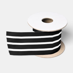 Satin Ribbon With Black & White Stripes