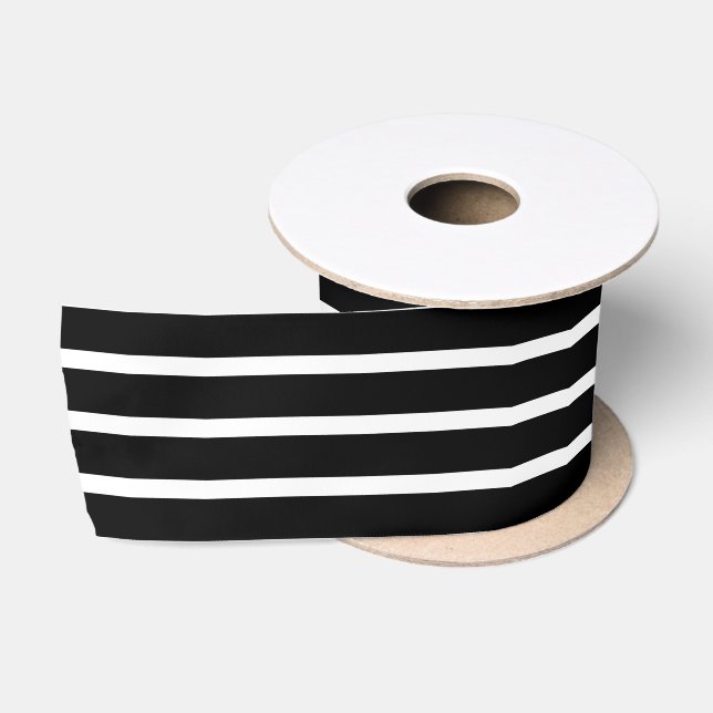 Satin Ribbon With Black & White Stripes (Spool)