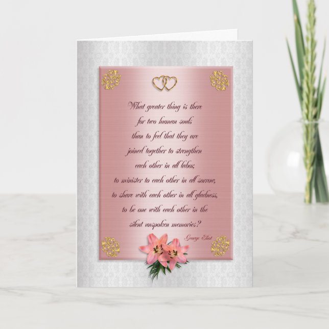 Satin rose élégant formel de faire-part de mariage (Devant)