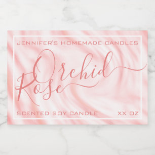 Satin Rose Pink Calligraphy Text Signature Chic Food Label