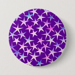 Satin stars, lavender on purple 3 inch round button