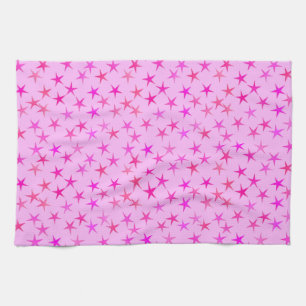 Satin stars, orchid on pale pink kitchen towel