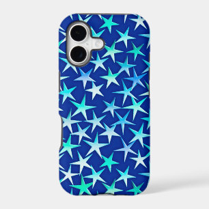 Satin stars, pale blue on cobalt