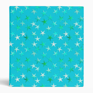 Satin stars, pale green and blue on turquoise binder