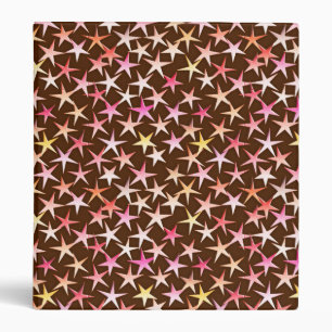 Satin stars, pink on chocolate binder