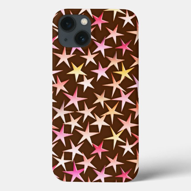 Satin stars, pink on chocolate Case-Mate iPhone case (Back)