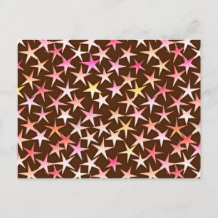 Satin stars, pink on chocolate postcard