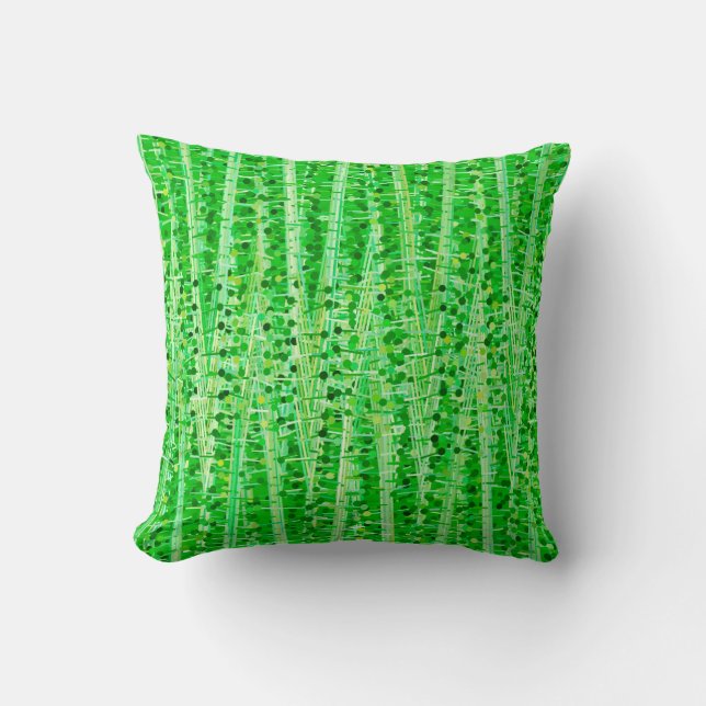 Satin Stripes and Dots Abstract, Lime Green Throw Pillow (Front)