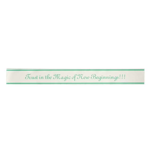 Satin Stripes - Ocean Green + your text Ribbon (Front)