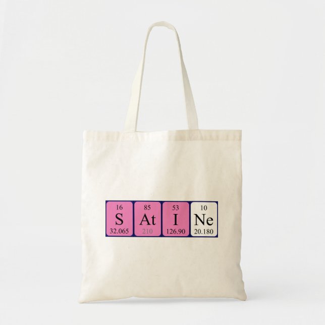 Satine periodic table name tote bag (Front)