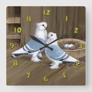Satinette Frill Pigeons Horloge