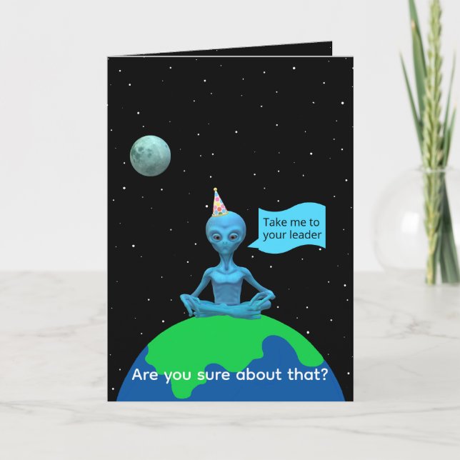 Satire Alien Birthday Card by Jo Images (Front)