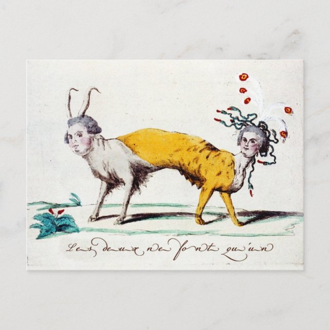 Satire on Louis XVI and Marie Antoinette Postcard (Front)
