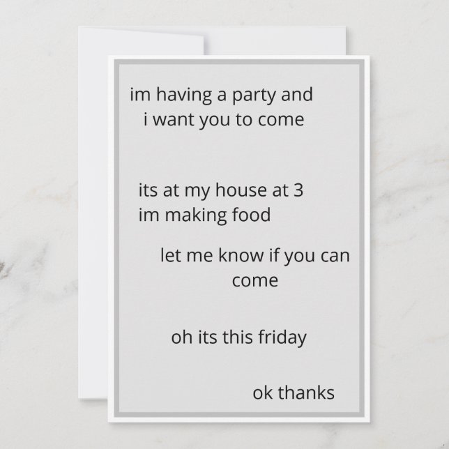Satire satirique à faible effort invitation (Devant)
