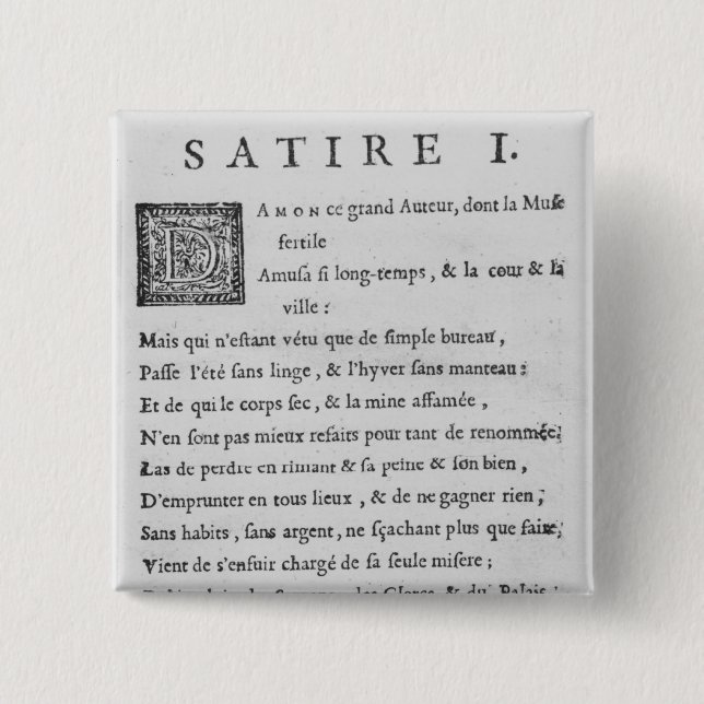 'Satires' by Nicolas Boileau 2 Inch Square Button (Front)