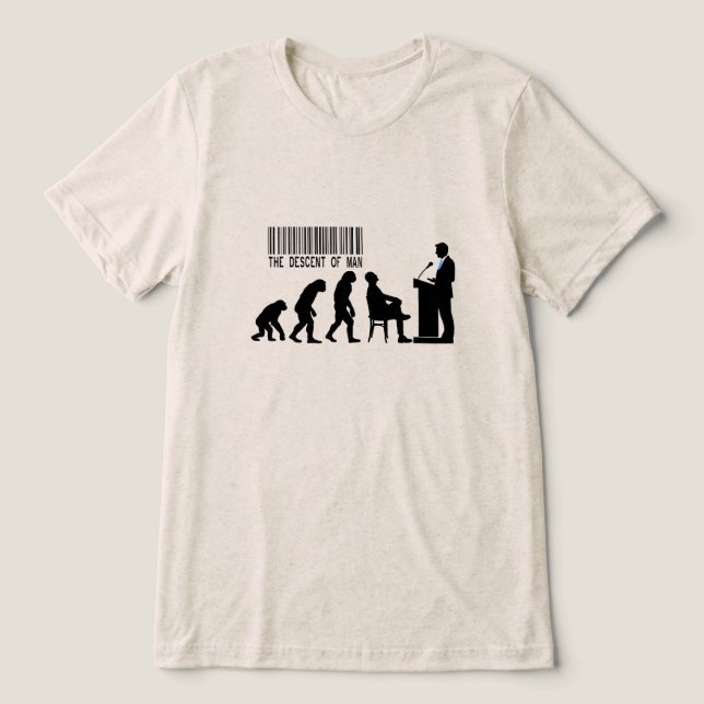 Satirical Blue Politician Silhouette  Tri-Blend Shirt (Design Front)