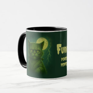 Satirical Furankenstein – Spooky Goth Stitched Cat Mug
