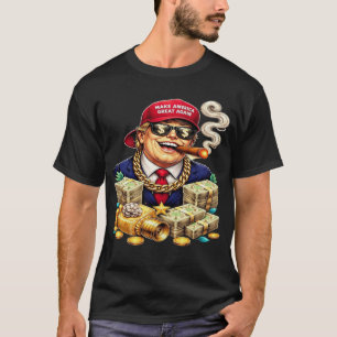 Satirical MAGA Billionaire Cartoon — Retro Pop Art T-Shirt