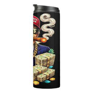 Satirical MAGA Billionaire Cartoon — Retro Pop Art Thermal Tumbler