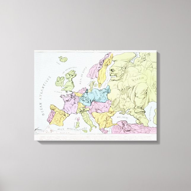 Satirical Map of Europe | 1871 Canvas Print (Front)