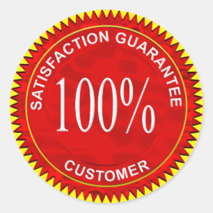 Satisfaction Guarantee in Chrome Red Classic Round Sticker